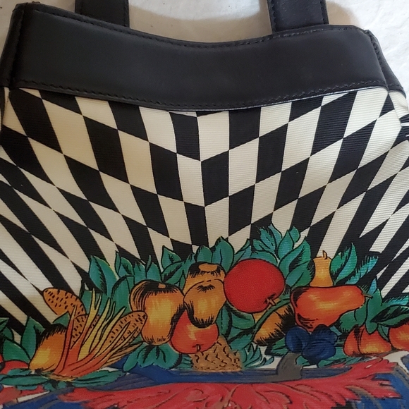 Gianni Versace Floral Black Leather/Canvas Bucketbag Shoulderbag/CB. - Picture 3 of 12